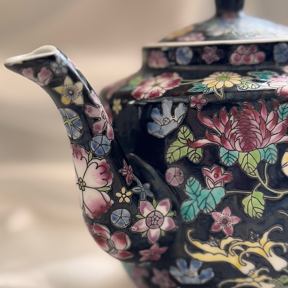 Vintage Chinese Tea Pot (flawless except few speckles INSIDE) ceramic - Picture 8 of 12